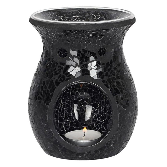 Large Black Crackle Oil Burner